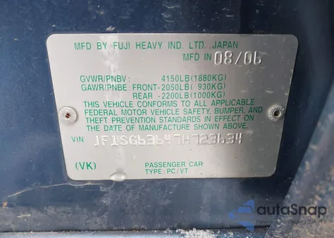 2007 Subaru Forester 2.5X from USA, damaged, VIN JF1SG63647H723634